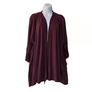 LIVI Performance Cardigan Burgundy Womens 18/20 Lace Up Sleeve Cardigan Kimono